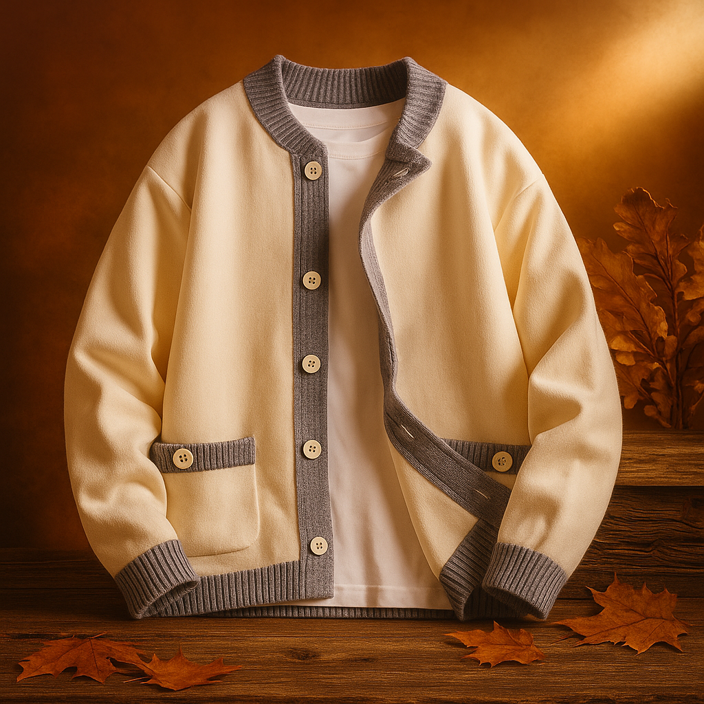 Harlemont Men’s Cardigan – Heavyweight Knit Cardigan with Contrast Trim