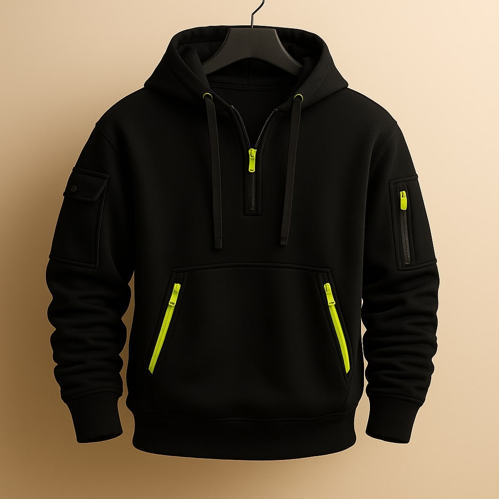 Marlow Men’s Fleece Hoodie – Lightweight Half-Zip Hoodie with Secure Zip Pockets