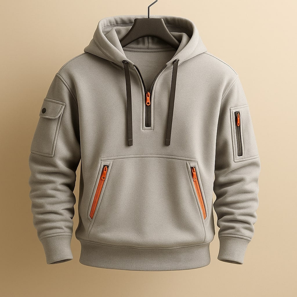 Marlow Men’s Fleece Hoodie – Lightweight Half-Zip Hoodie with Secure Zip Pockets