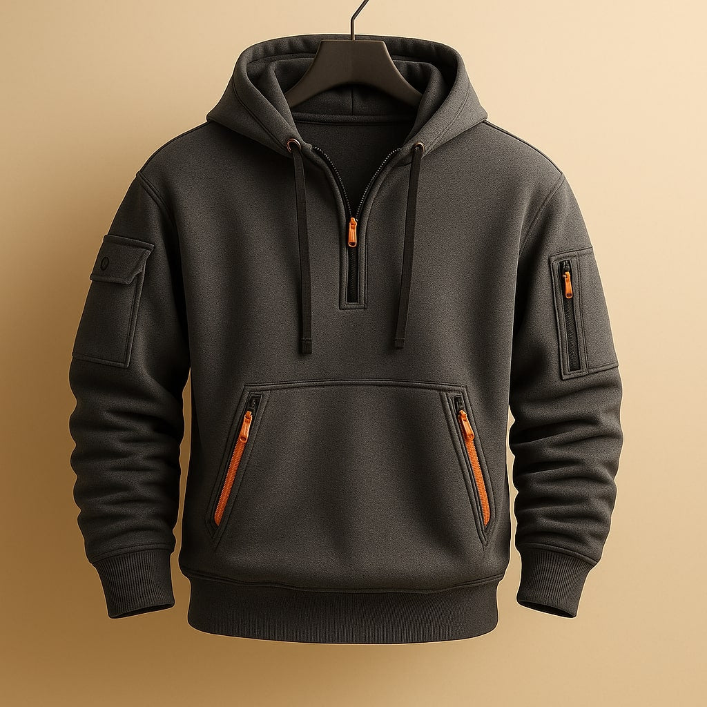 Marlow Men’s Fleece Hoodie – Lightweight Half-Zip Hoodie with Secure Zip Pockets