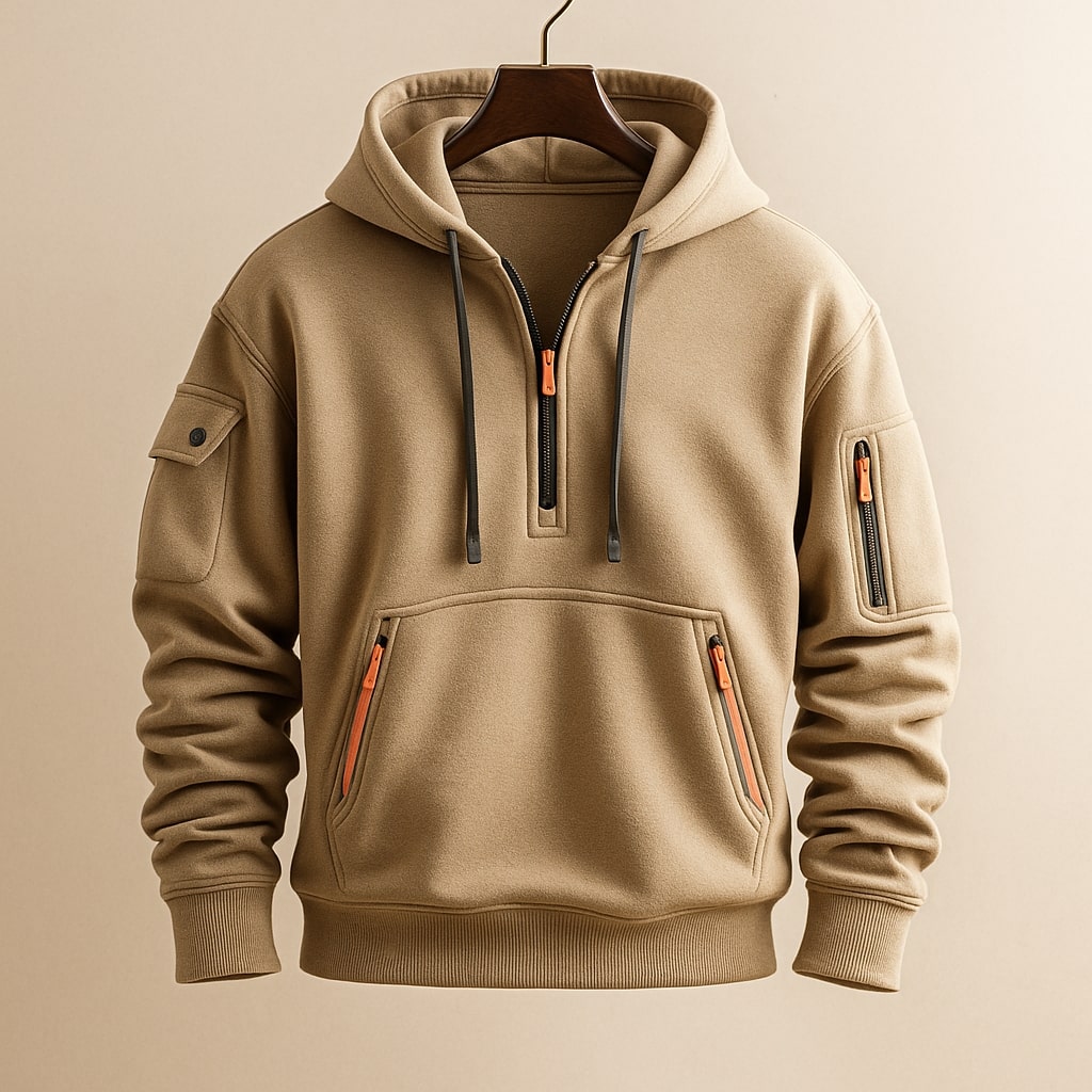 Marlow Men’s Fleece Hoodie – Lightweight Half-Zip Hoodie with Secure Zip Pockets