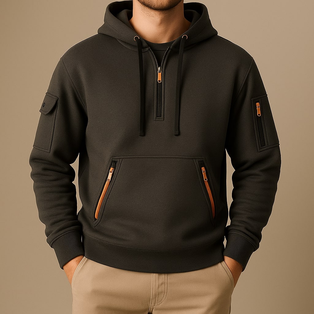 Marlow Men’s Fleece Hoodie – Lightweight Half-Zip Hoodie with Secure Zip Pockets