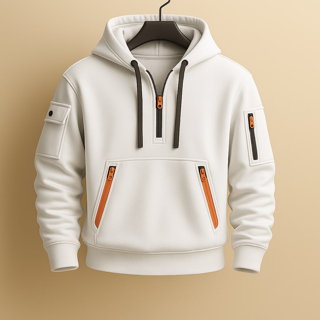 Marlow Men’s Fleece Hoodie – Lightweight Half-Zip Hoodie with Secure Zip Pockets