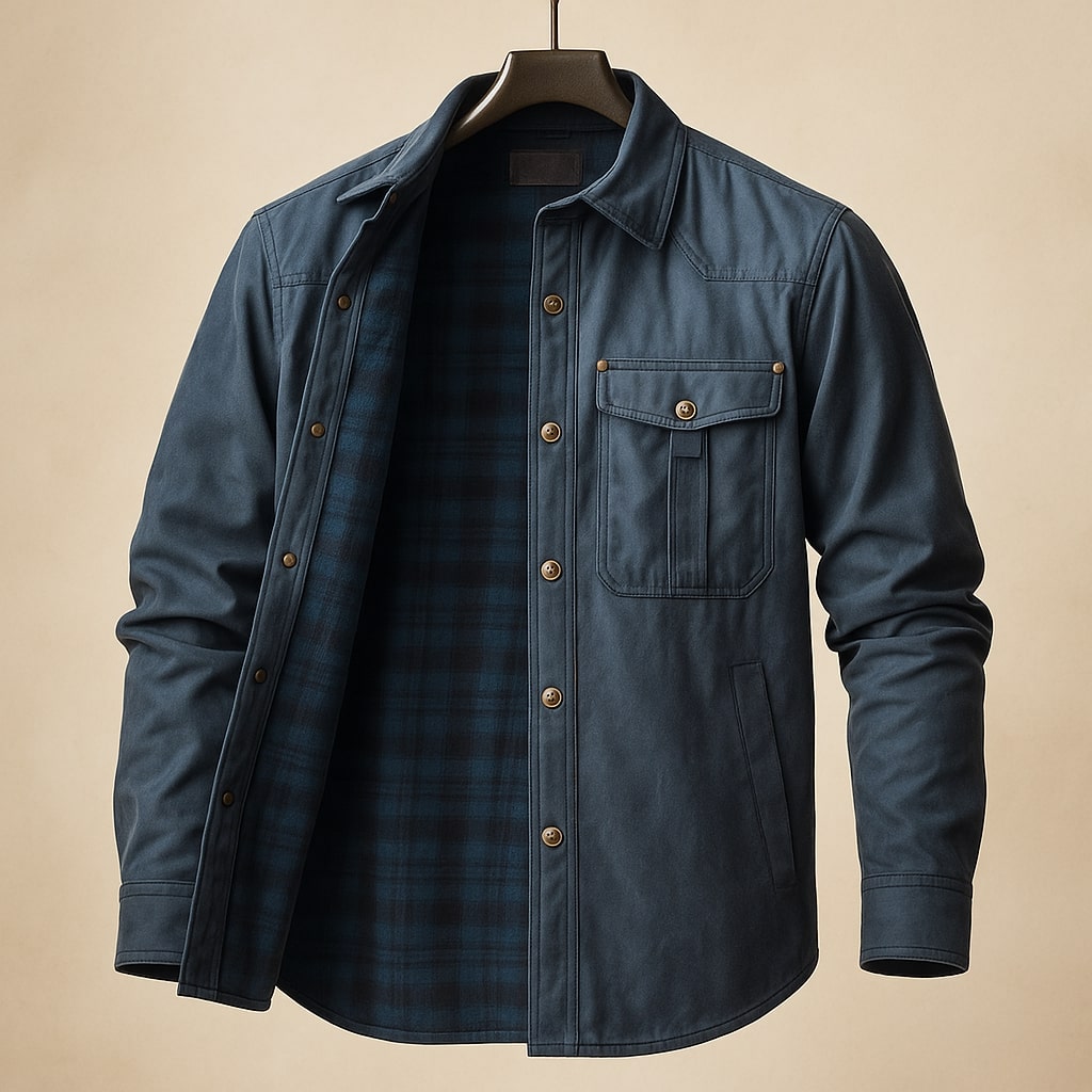 Merjan Men's Shirt Jacket – Durable Woven Overshirt with Plaid Lining