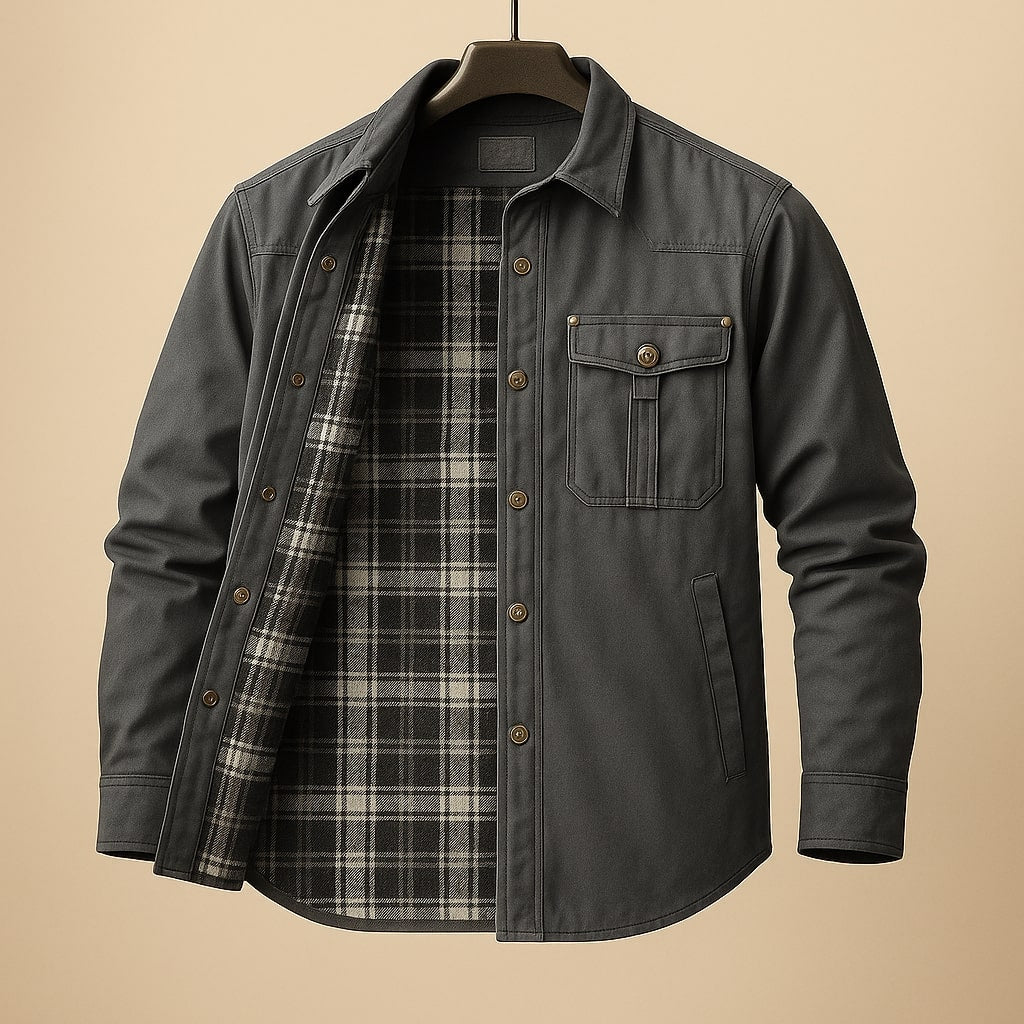Merjan Men's Shirt Jacket – Durable Woven Overshirt with Plaid Lining