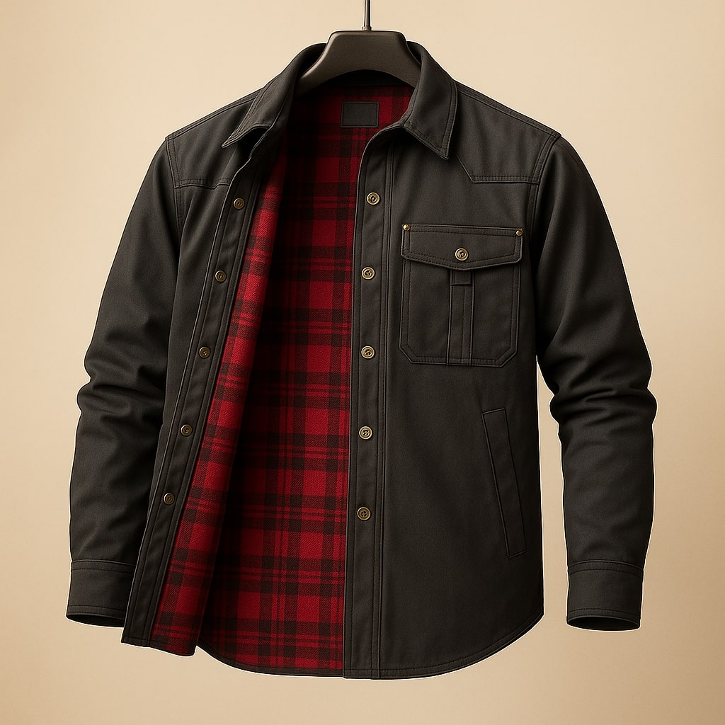 Merjan Men's Shirt Jacket – Durable Woven Overshirt with Plaid Lining