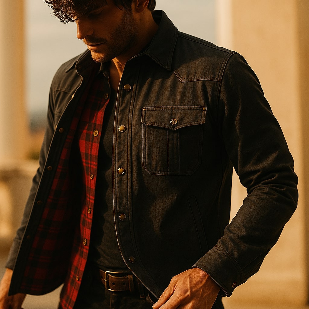 Merjan Men's Shirt Jacket – Durable Woven Overshirt with Plaid Lining