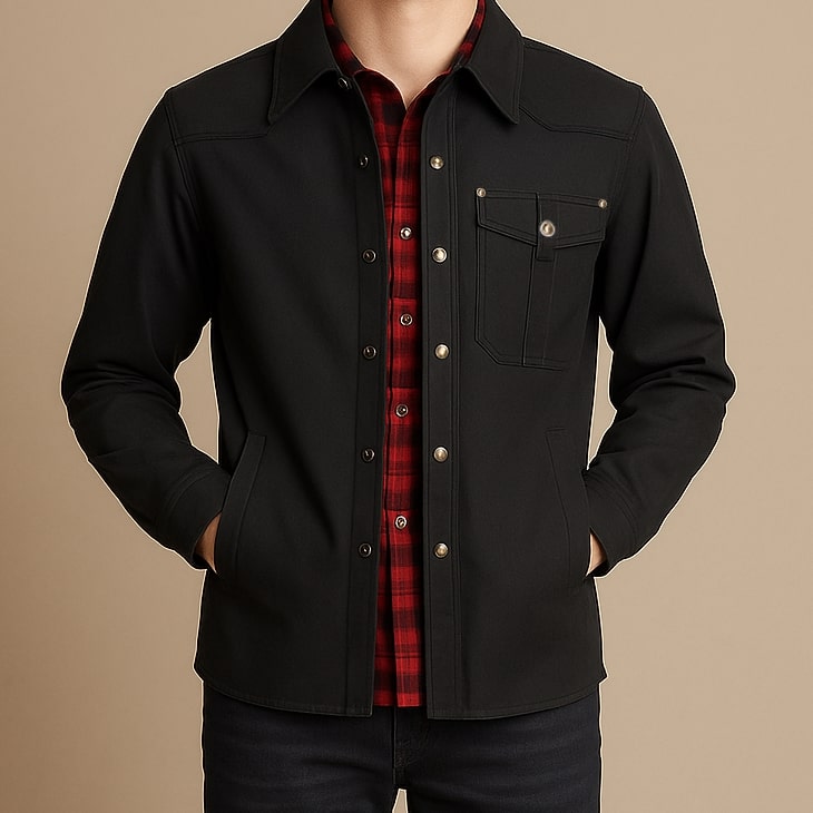 Merjan Men's Shirt Jacket – Durable Woven Overshirt with Plaid Lining