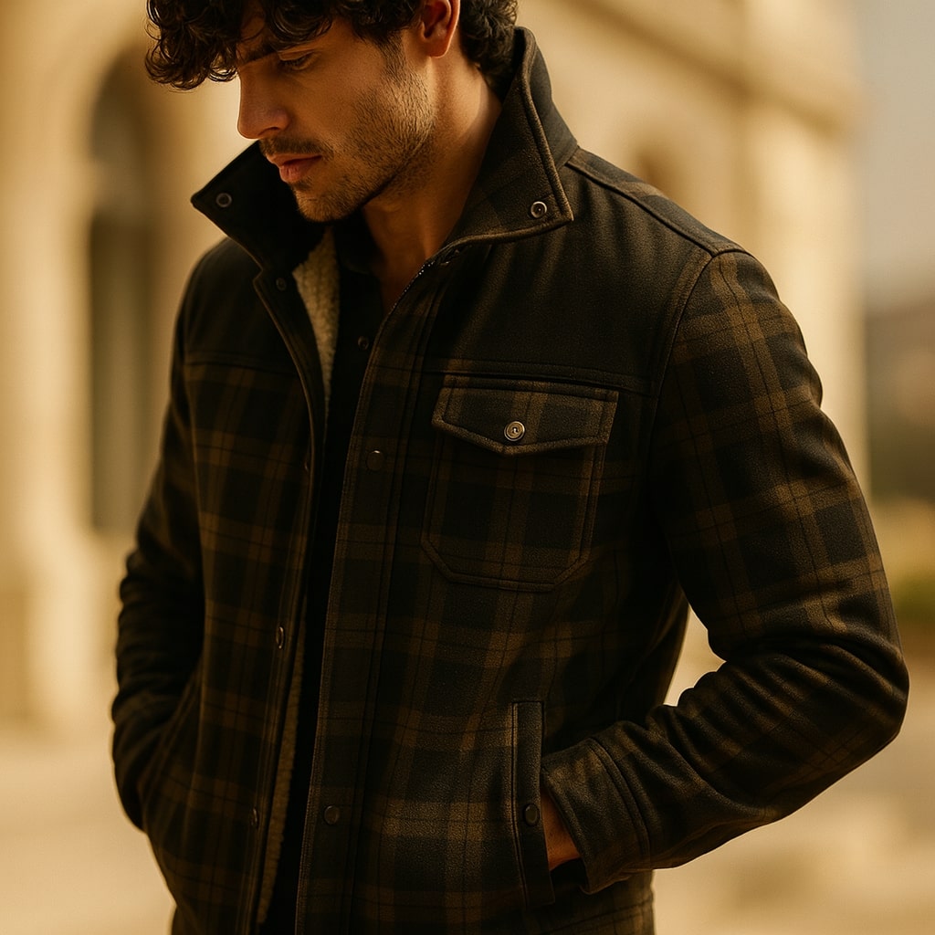 Graham Men’s Overshirt – Cotton Sherpa-Lined Shirt Jacket
