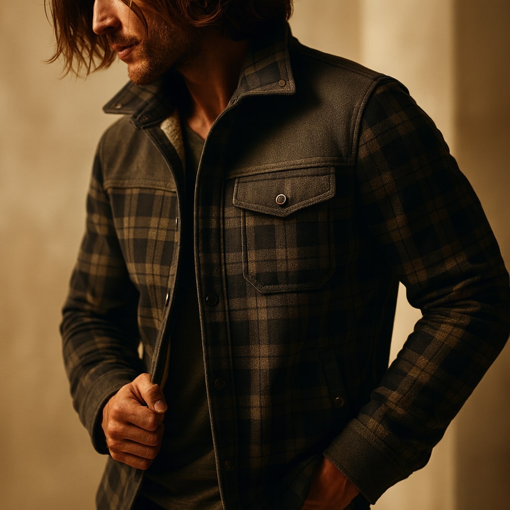 Graham Men’s Overshirt – Cotton Sherpa-Lined Shirt Jacket