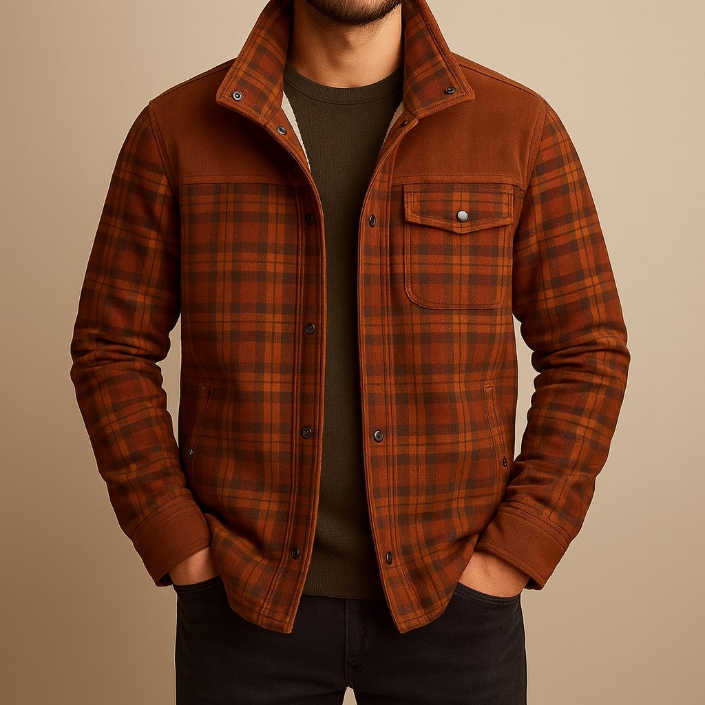 Graham Men’s Overshirt – Cotton Sherpa-Lined Shirt Jacket