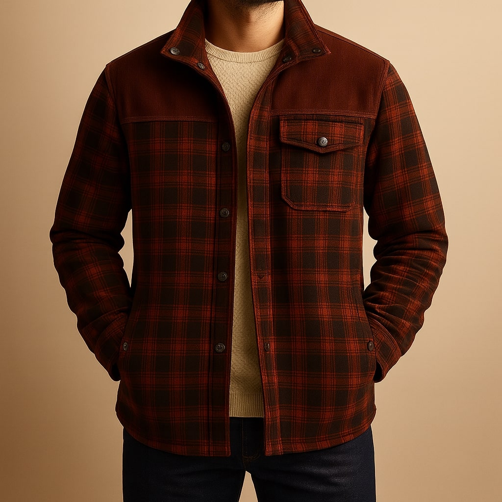 Graham Men’s Overshirt – Cotton Sherpa-Lined Shirt Jacket