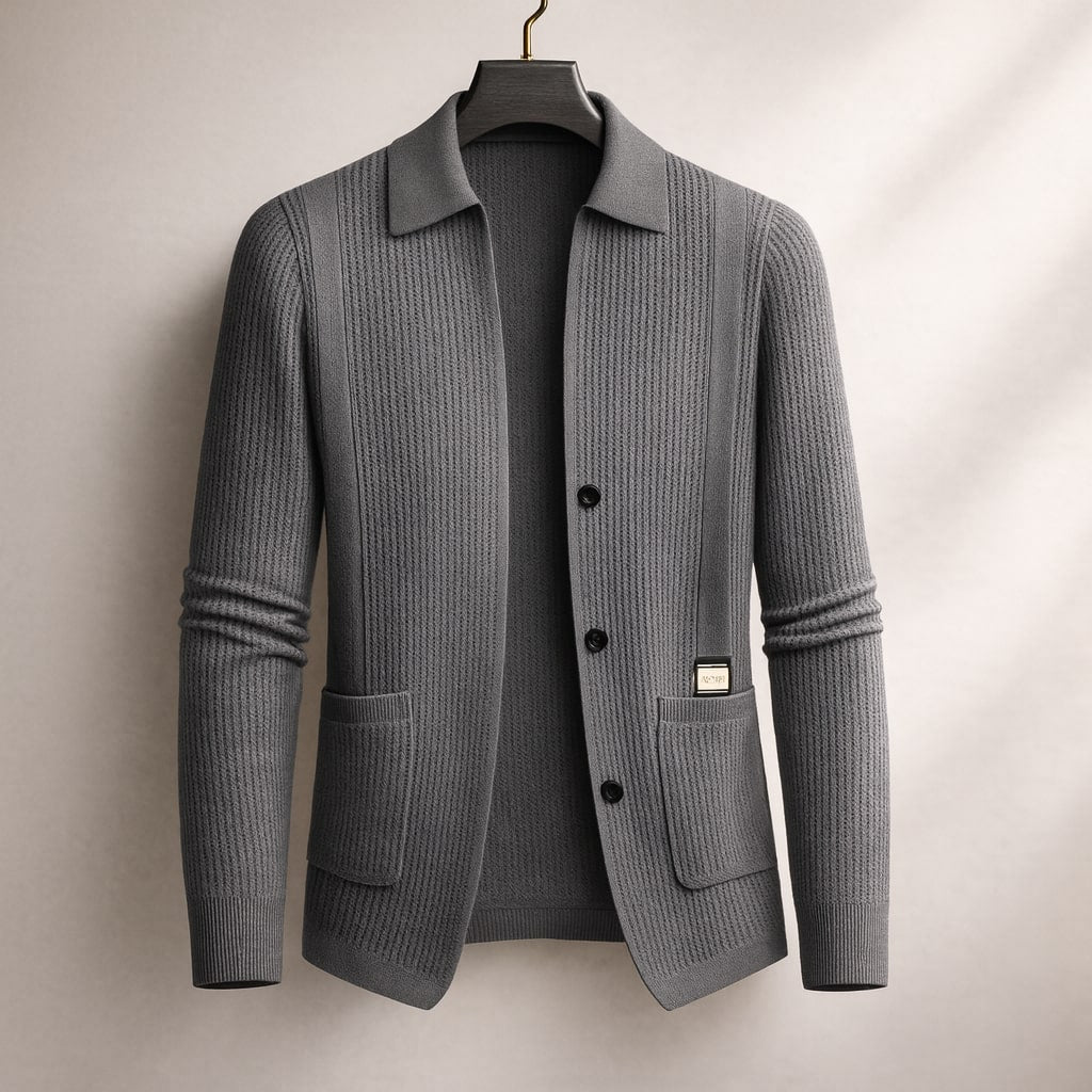 Jackson Textured Knit Cardigan – Collared Button Layer