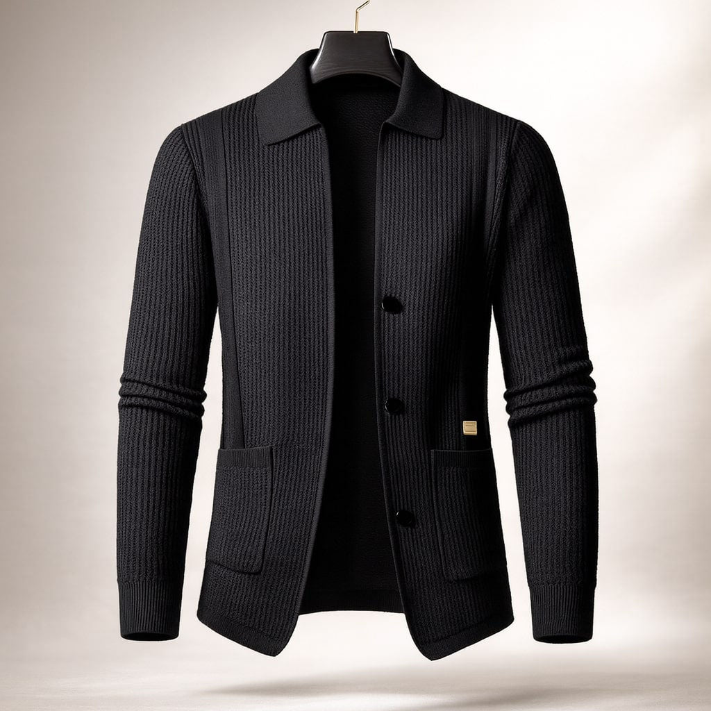 Jackson Textured Knit Cardigan – Collared Button Layer