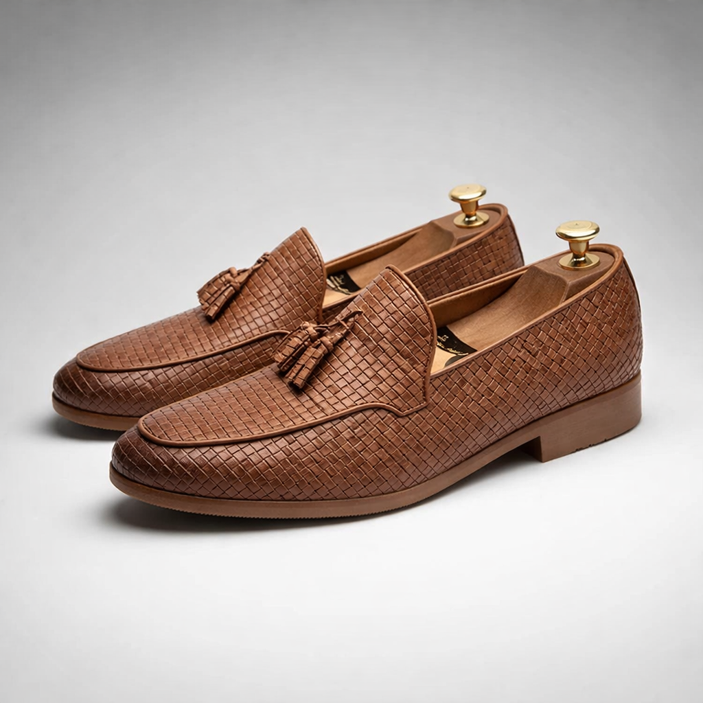 Gregory Leather Woven Tassel Loafers – Smart Casual Dress Shoes