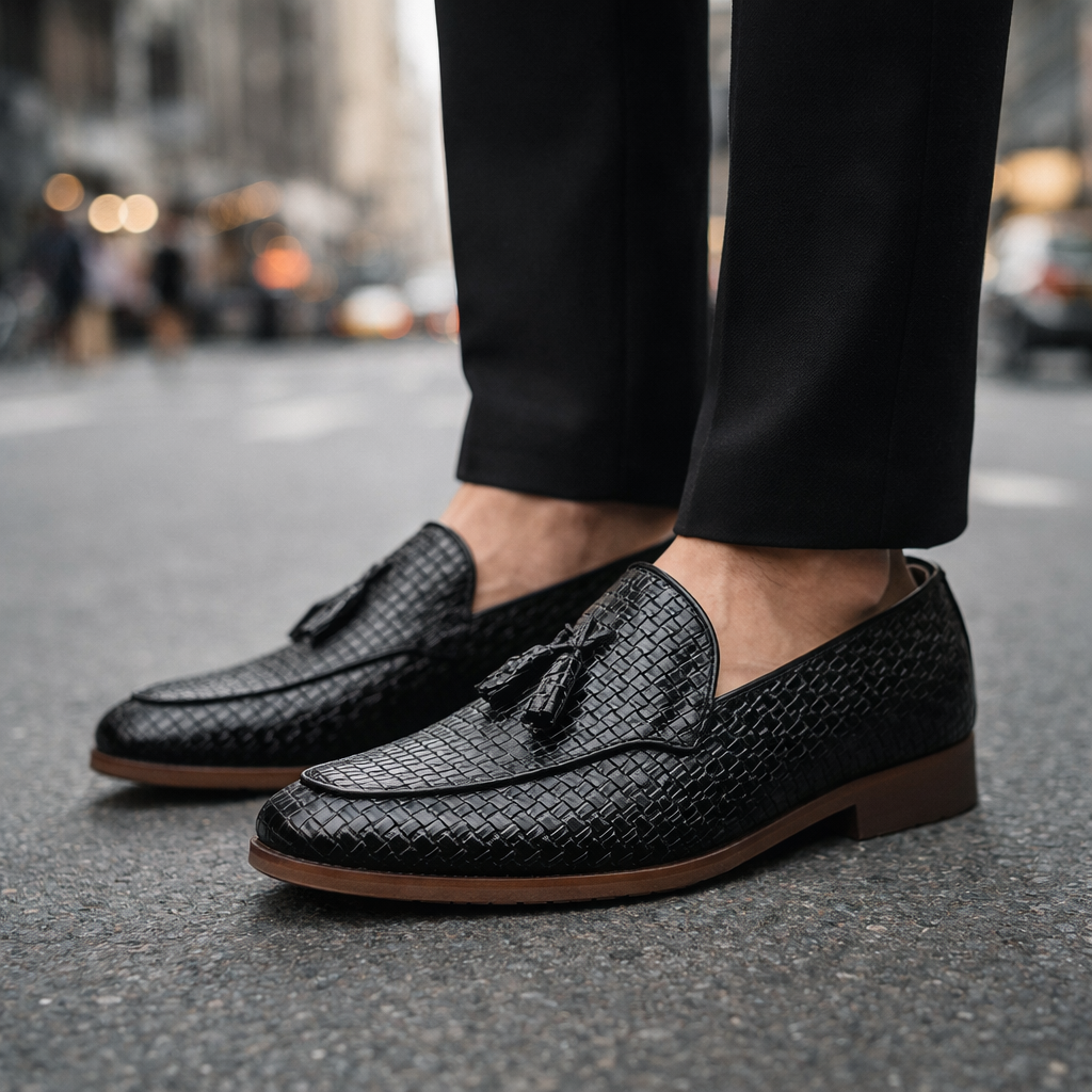 Gregory Leather Woven Tassel Loafers – Smart Casual Dress Shoes