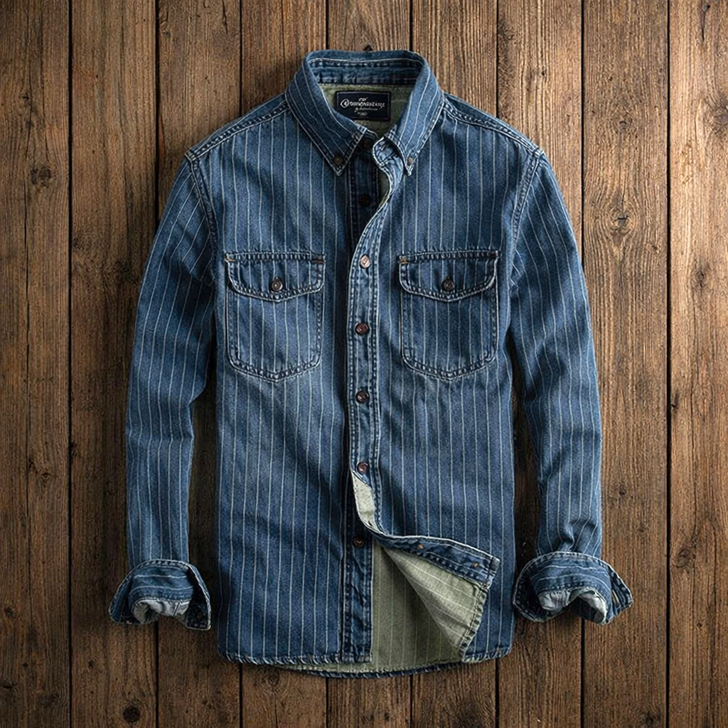 Hector Men’s Vintage Pinstripe Long Sleeve Shirt