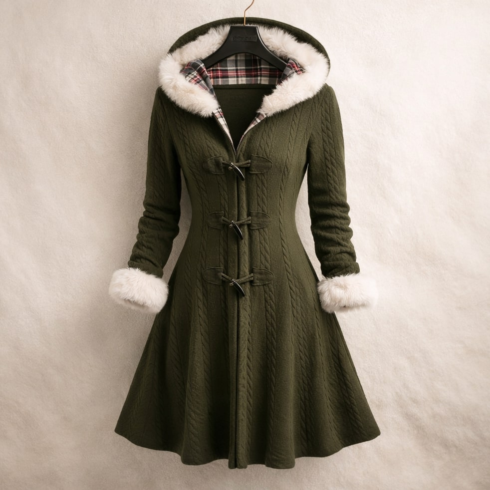 Julia Women’s Hooded Toggle Knit Long Coat