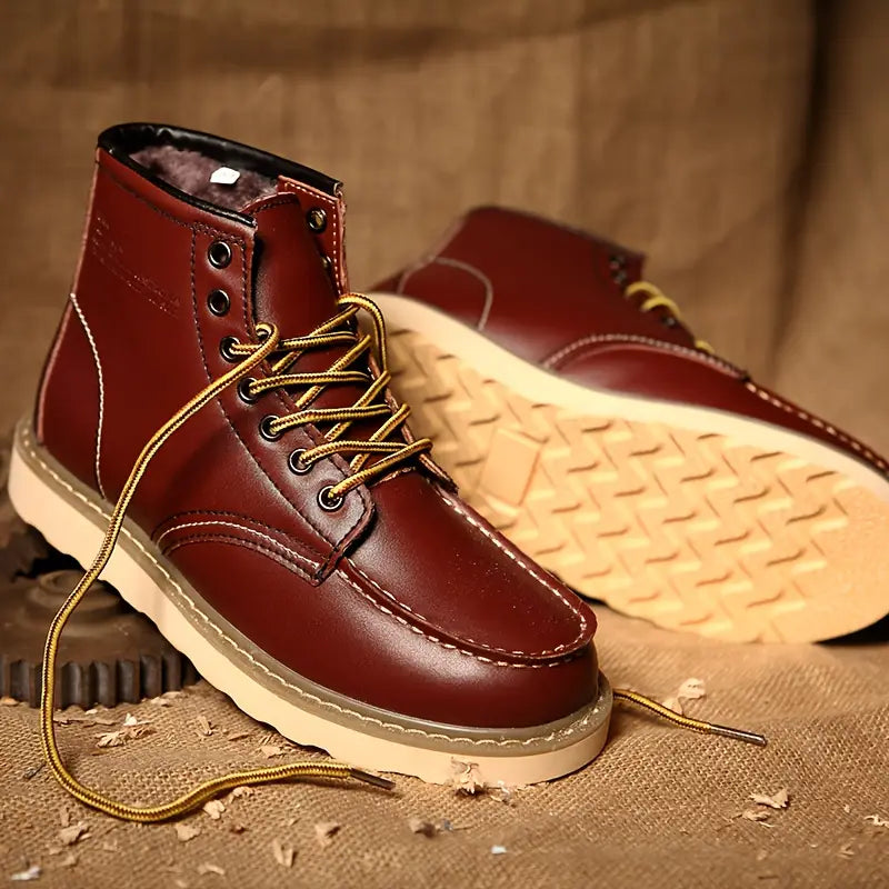 Hugo Men’s Leather Winter Boots – Cowhide with Fur Lining