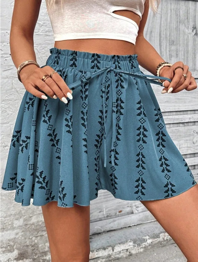 Zaira Boho Flare High-Rise Shorts – Flowy Cotton Blend Summer Shorts