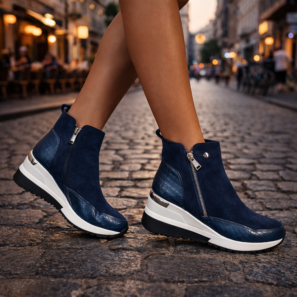 Loreen Women's Suede Wedge Sneaker Ankle Boots