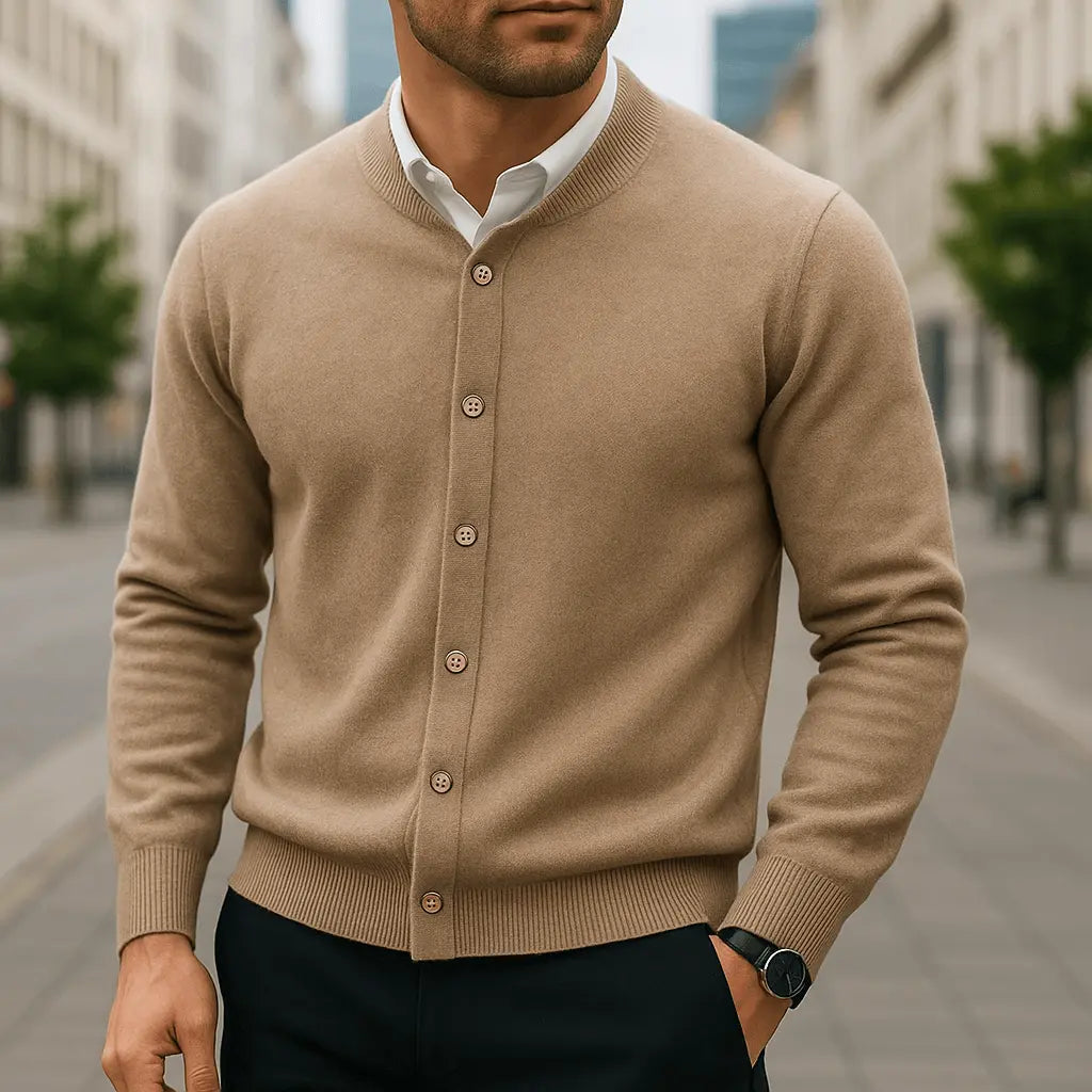 Frostan Men’s Cashmere Cardigan – Lightweight Button-Up Knit