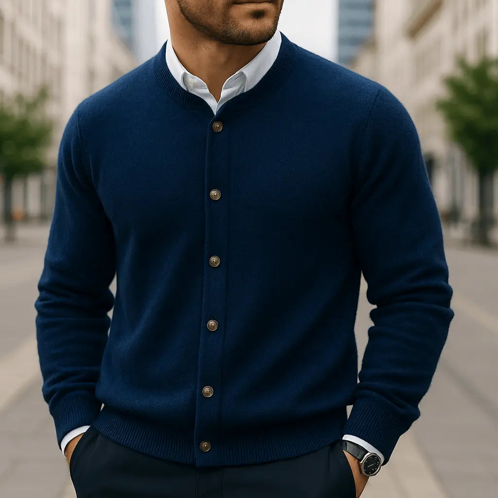 Frostan Men’s Cashmere Cardigan – Lightweight Button-Up Knit