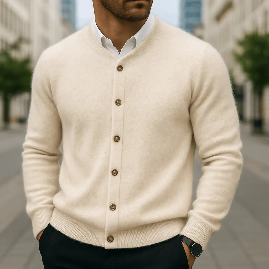 Frostan Men’s Cashmere Cardigan – Lightweight Button-Up Knit