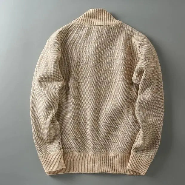 Hilton Men’s Knit Cardigan – Fleece-Lined Cotton-Blend Sweater