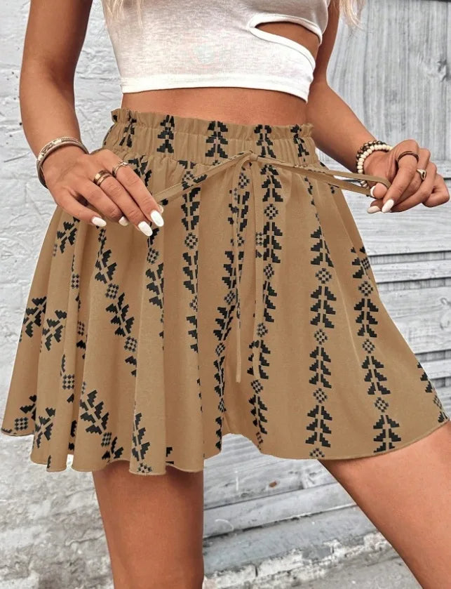 Zaira Boho Flare High-Rise Shorts – Flowy Cotton Blend Summer Shorts