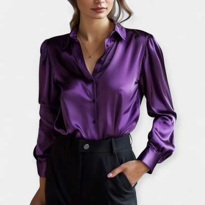 Bella Satin Blouse – Elegant Collared Women’s Blouse