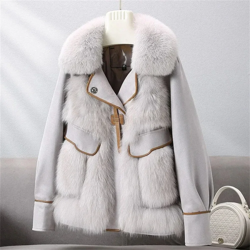 Almona Women’s Plush Fur Coat – Winter Jacket with Toggle Closure