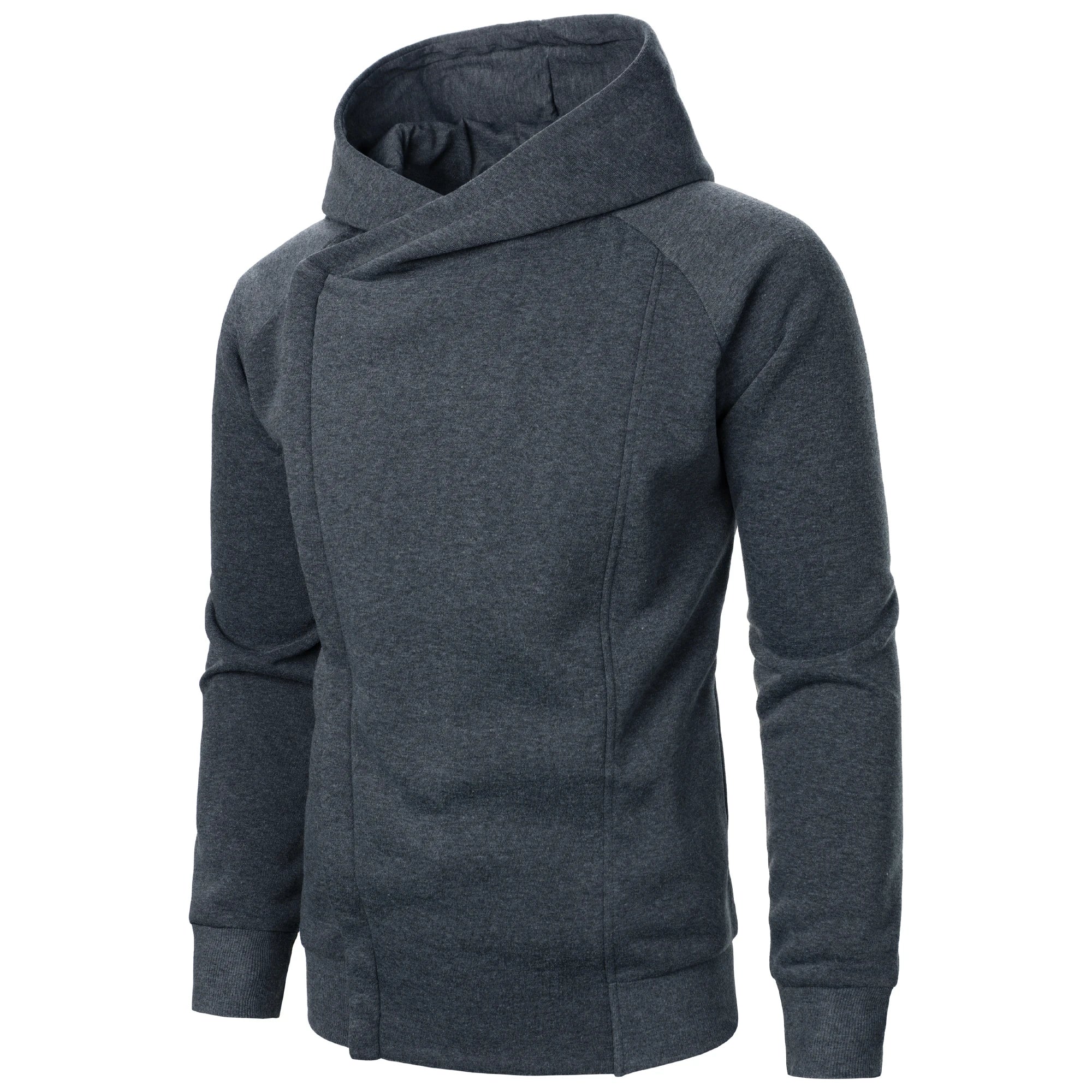 Brion Men’s Zip Up Hoodie – Asymmetric Crossover Fleece Hoodie