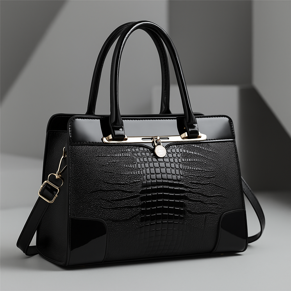 Martina Women’s Handbag – Croc-Embossed Structured Leather Bag