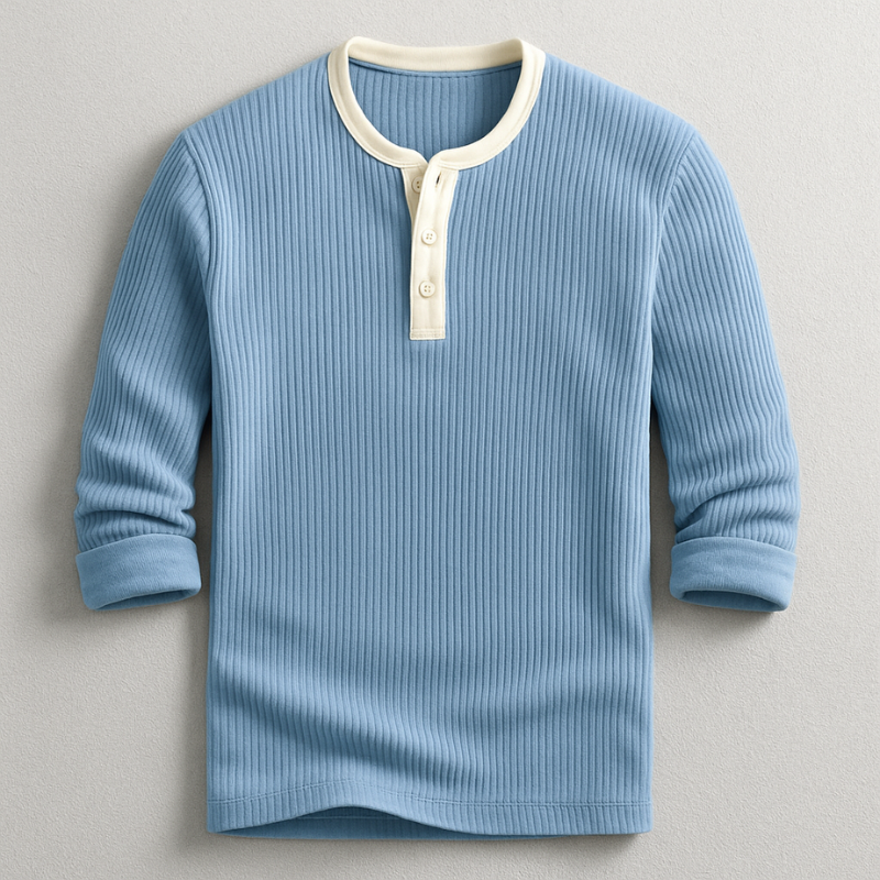 Hugo Men’s Henley Long Sleeve Shirt – Waffle-Knit Tailored Fit Pullover
