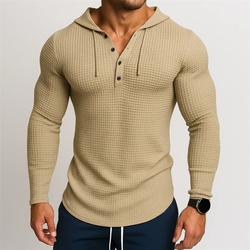 Ricardo Men’s Waffle Hoodie Pullover – Breathable Cotton Knit Sweater
