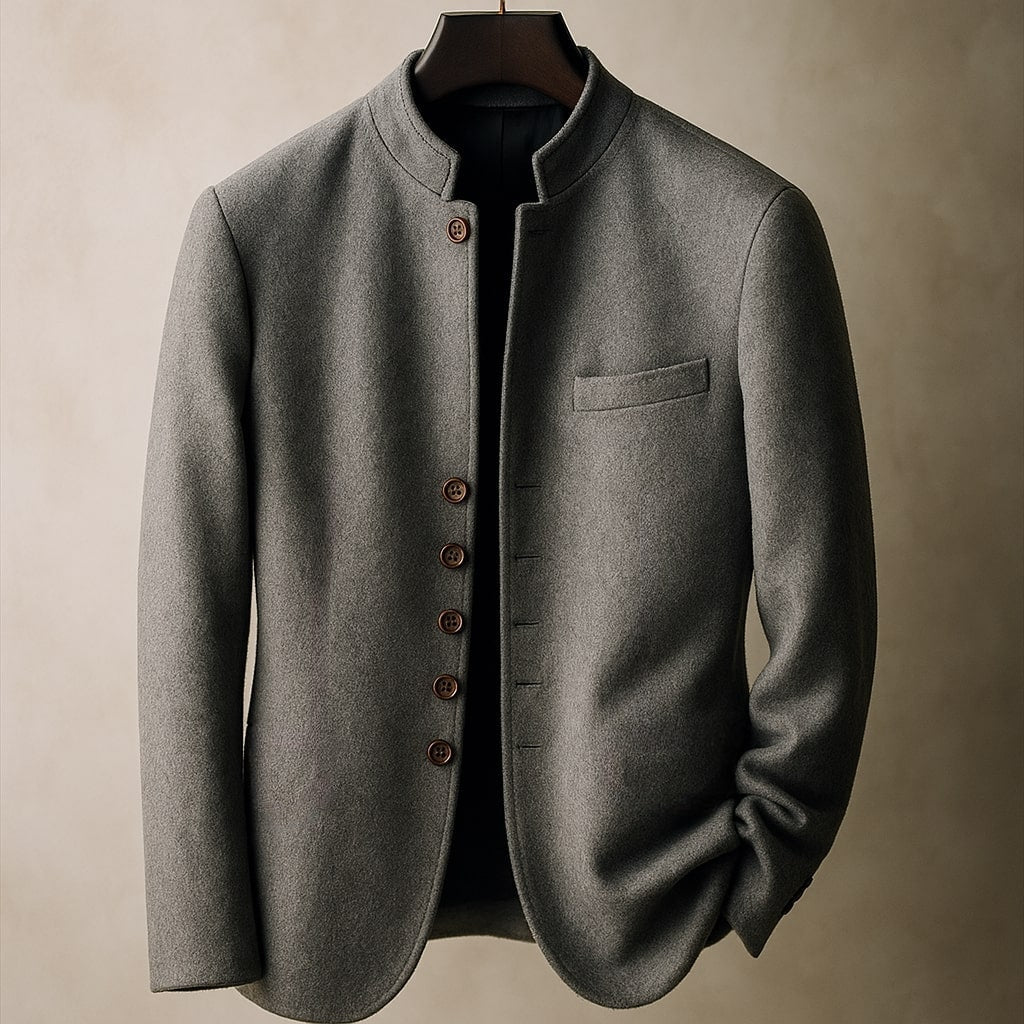 Jethro Men's Wool Jacket – Stand Collar Men’s Wool Coat