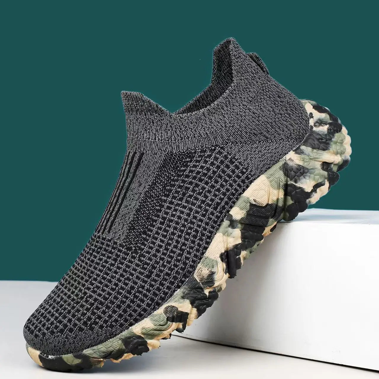 Gaetano Men’s Shoes – Camo Sole Slip-On Trainers