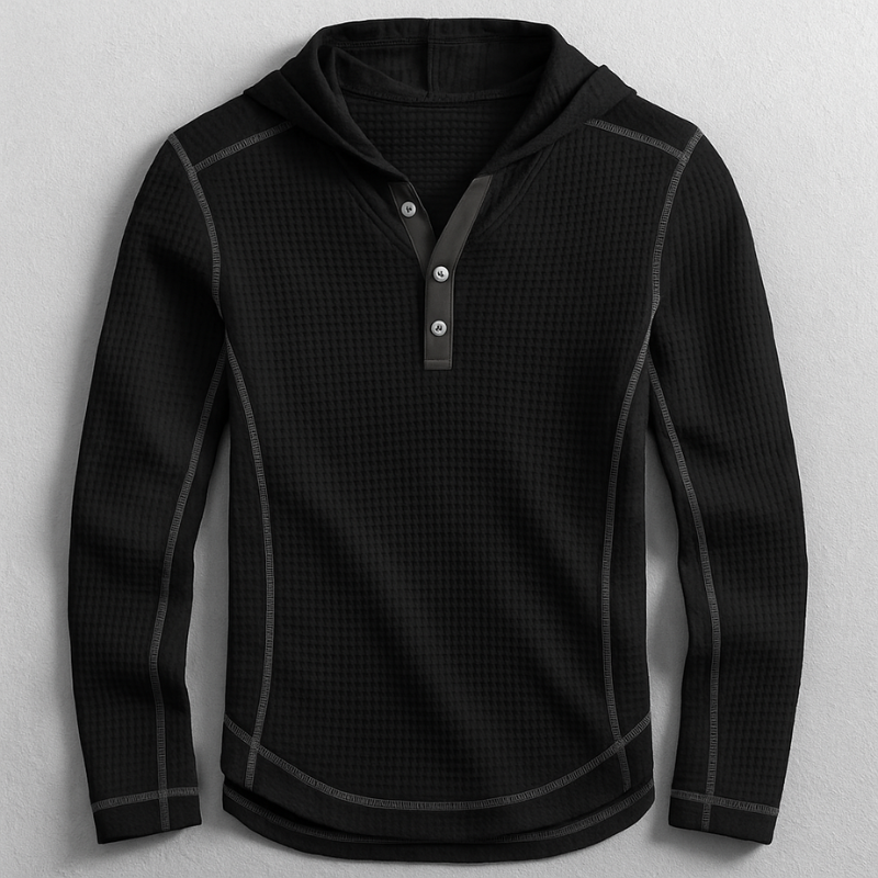 Evan Men’s Waffle Knit Hoodie – Lightweight Cotton Blend Pullover