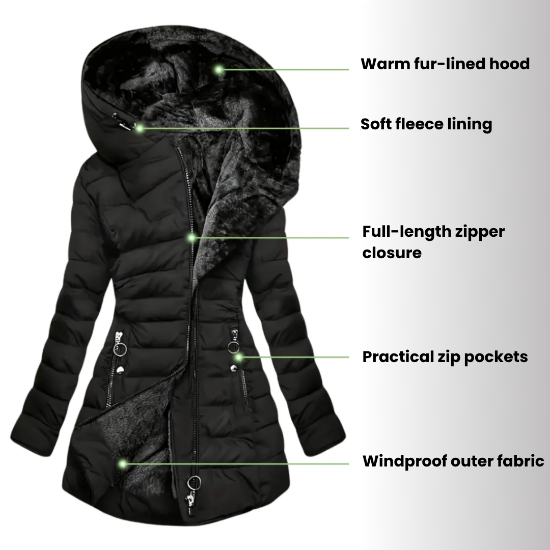 Renee Women’s Waterproof Coat – Insulated Long Hooded Winter Jacket
