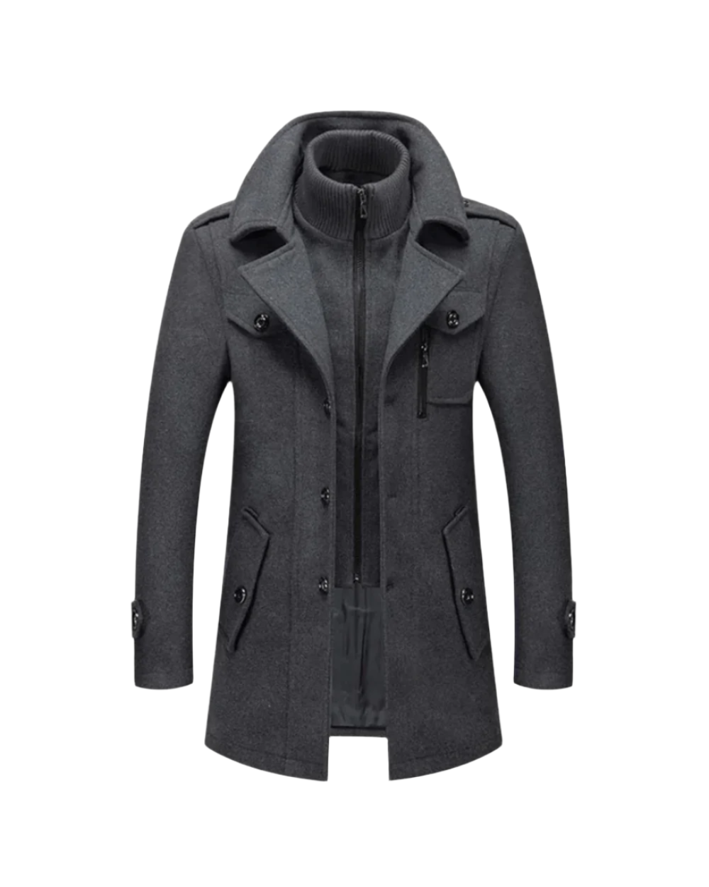 Leonard Men’s Winter Coat – Tailored Long Wool Overcoat