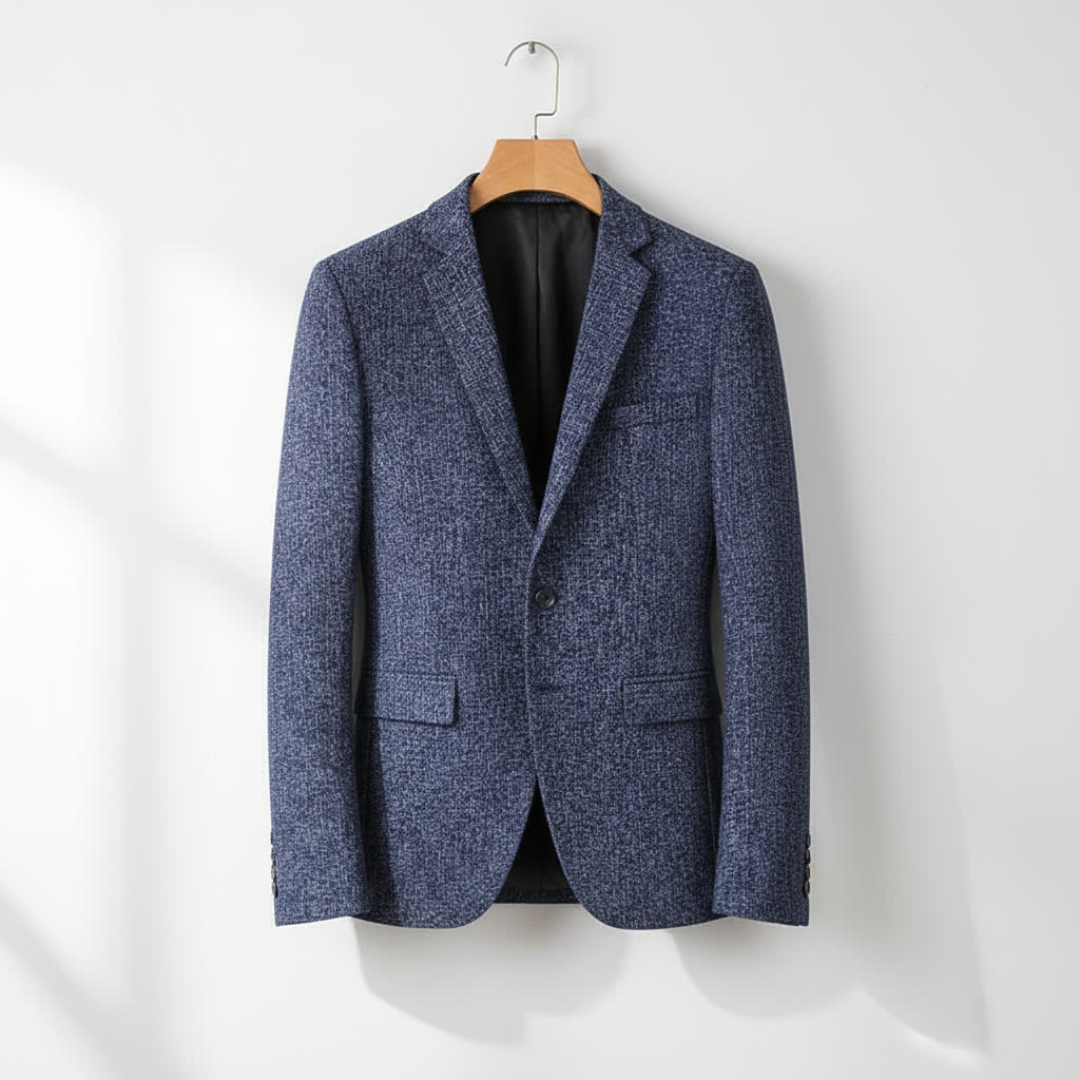 Marzio Men’s Blazer – Textured Tailored Jacket with Two-Button Design