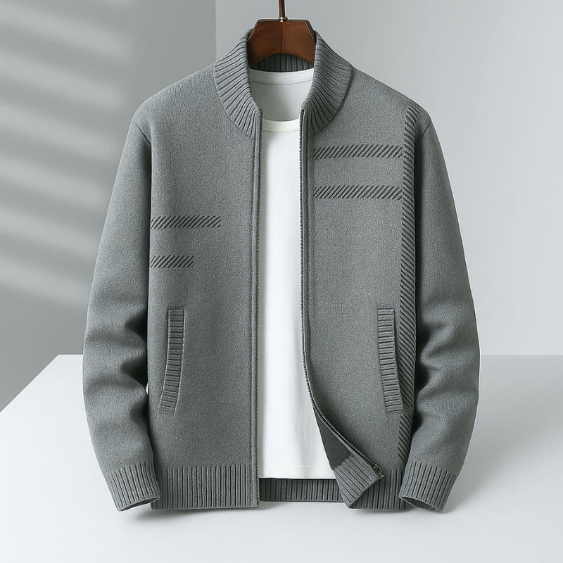 Sergio Men’s Knit Jacket – Soft Touch Full-Zip Jacket