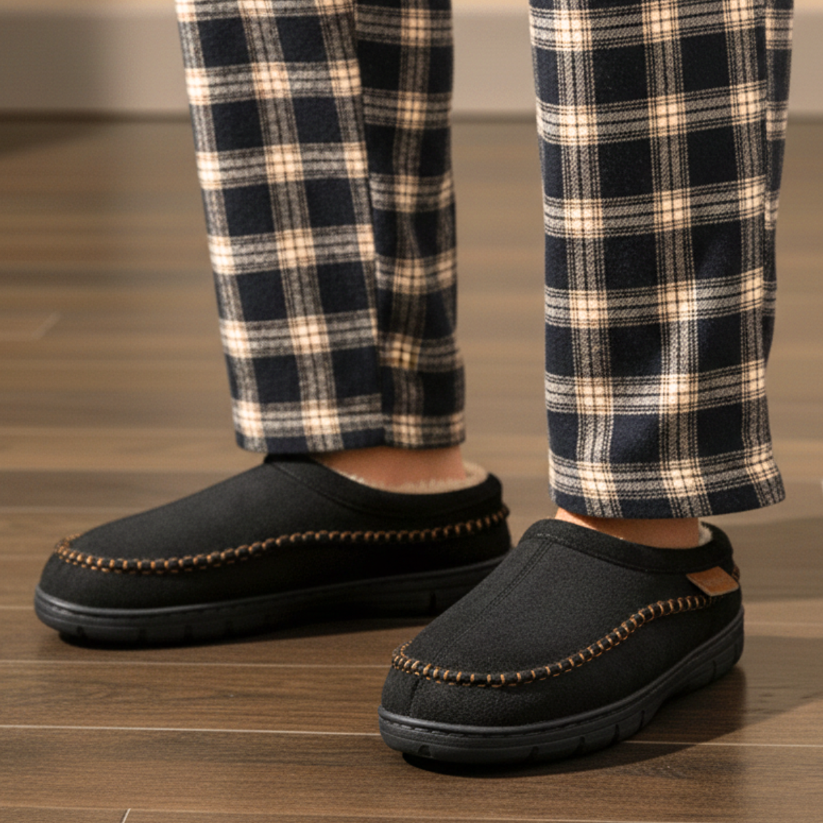 Snowdrift Men’s Winter Slippers – Fleece-Lined Indoor Slipper Shoes