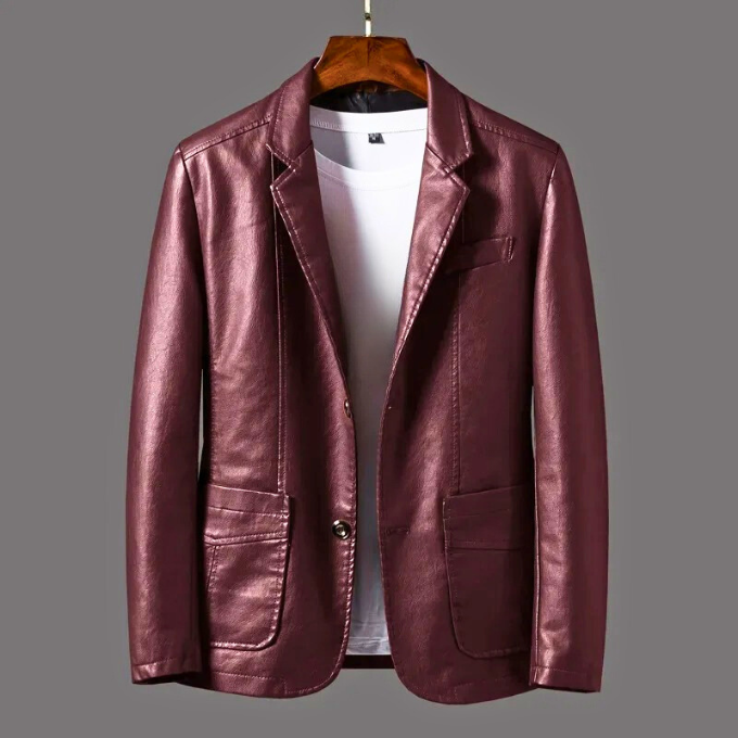 Bennett Men’s Leather Jacket – Vintage Smooth Leather with Button-Up Closure