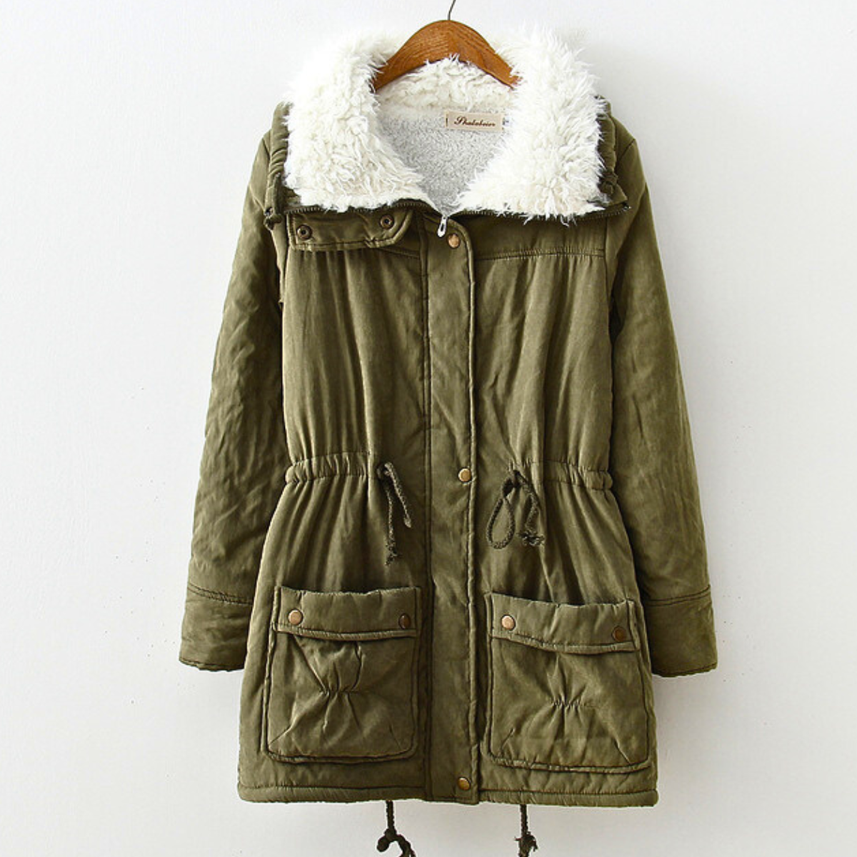 Marione Women’s Sherpa Parka – Cotton-Blend Winter Jacket with Adjustable Waist