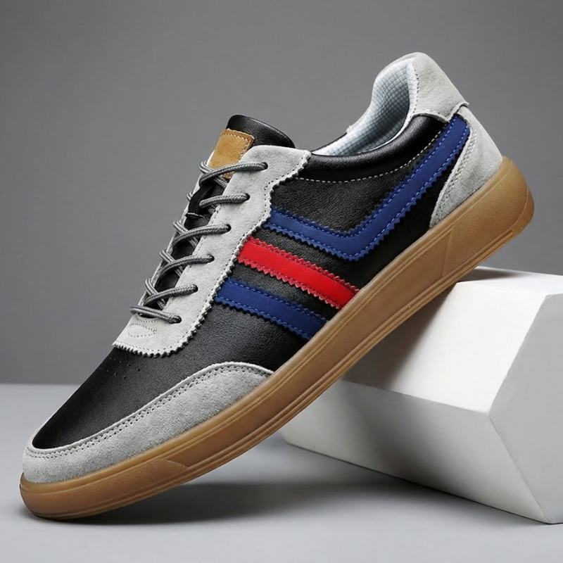 Vittorio Retro Court Trainers – Vintage Casual Everyday Leather & Suede Shoes
