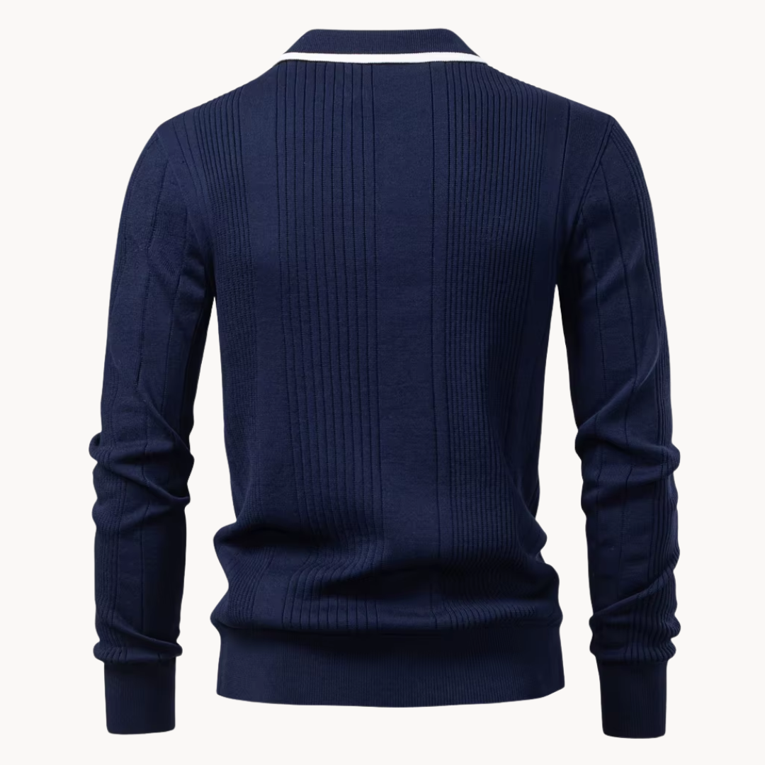 Mando Men’s Knit Polo Sweater – Tailored Comfort Knit Pullover