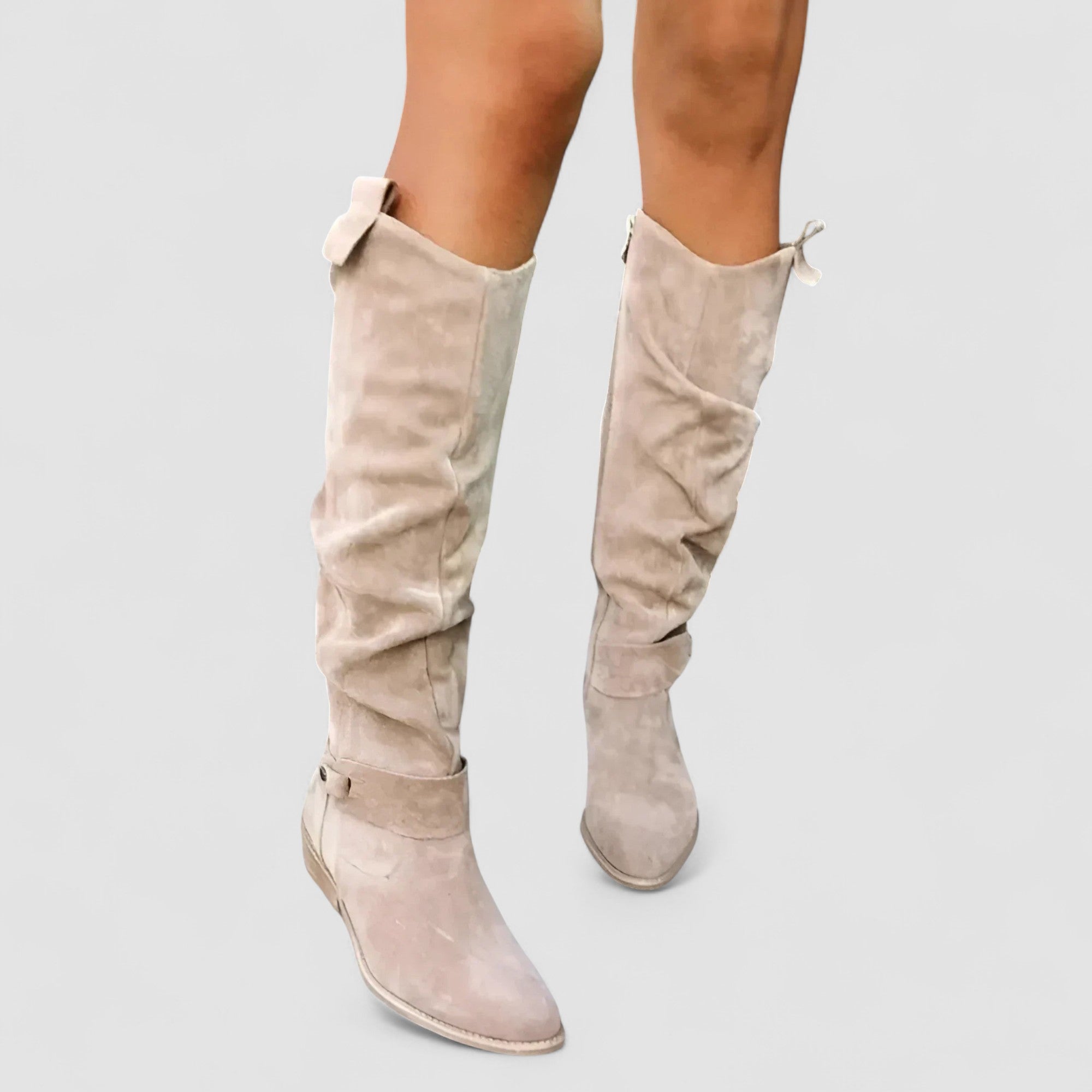 Mirella Women’s Tall Boots – Side Zip Low Heel Design