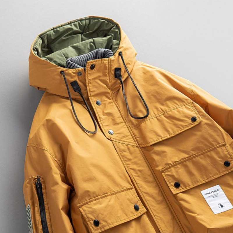 GlacierGuard Men’s Parka Jacket – Weatherproof Nylon Shell with Insulated Lining & Hood